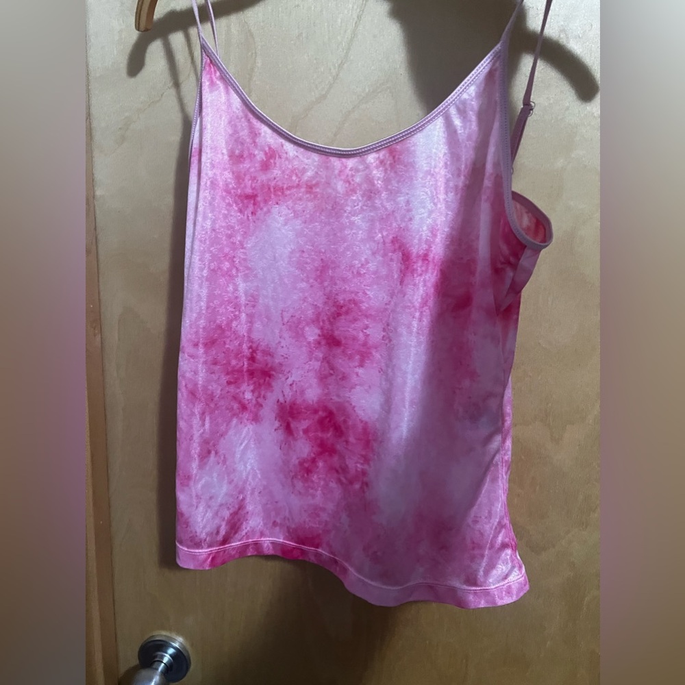 Pink tie dye tank top ( semi sheer) with adjustable straps
